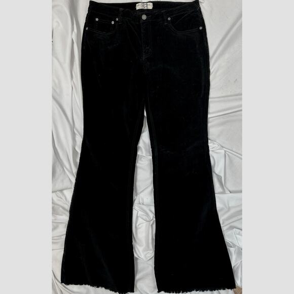 Free People Corduroy Raw Hem Flare Jeans Black Noir 31 - Picture 3 of 9